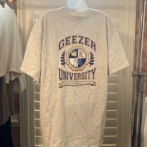 “Geezer University” men’s T-shirt by Delta Pro Weight. New (no tags), never worn